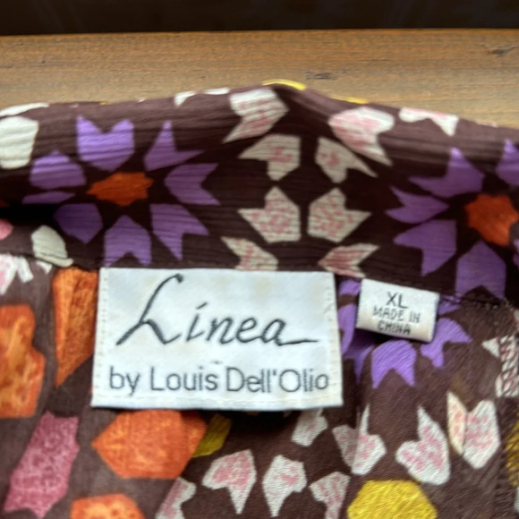 🤩 Vintage Linea Del Ollio semi sheer Retro print Blouse with matching Belt 🤩 - Picture 7 of 9